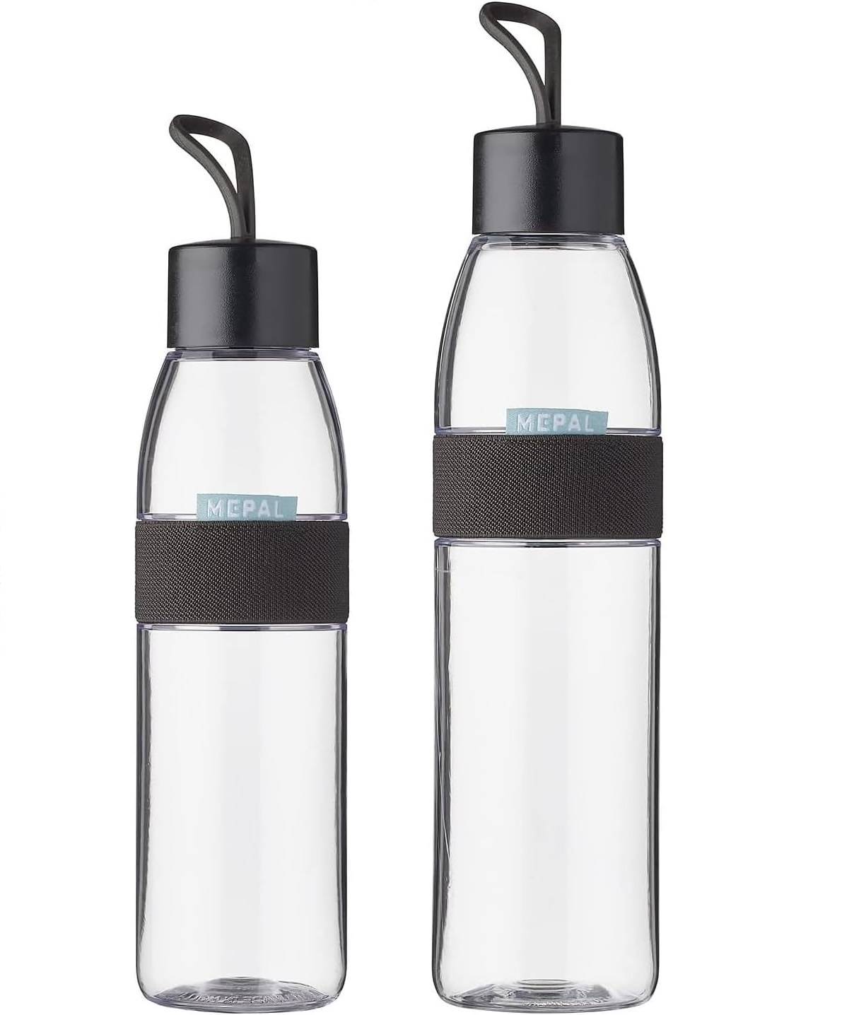 Mepal - Duo Pack Trinkflasche Ellipse Nordic Black - 500 & 700 ml Inhalt - auch für kohlensäurehaltige Getränke - bruchfestes Material - auslaufsic