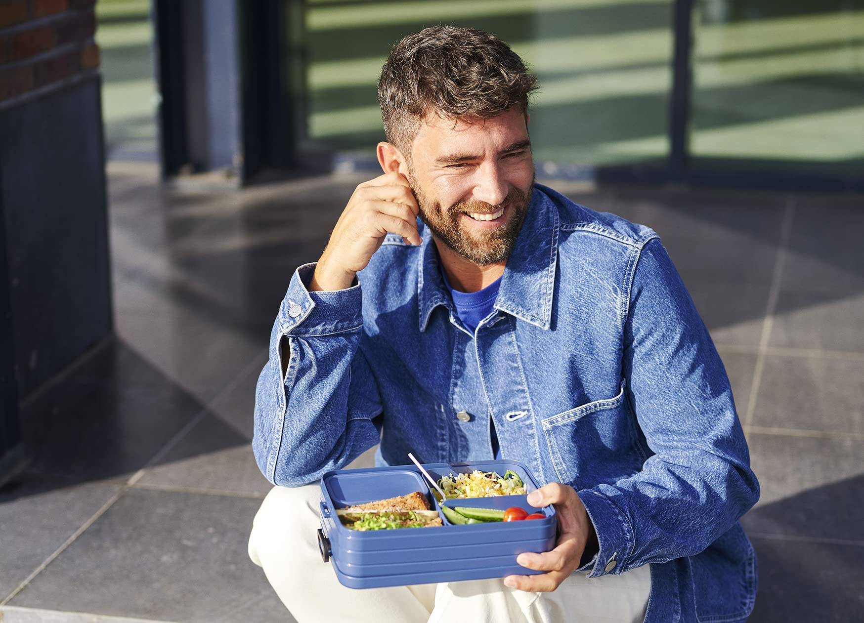 Mepal - Lunchbox Take A break large - Brotdose mit Fächern - Geeignet fur bis zu 8 butterbrote - Ideal für mealprep - 1500 ml - Nordic blue
