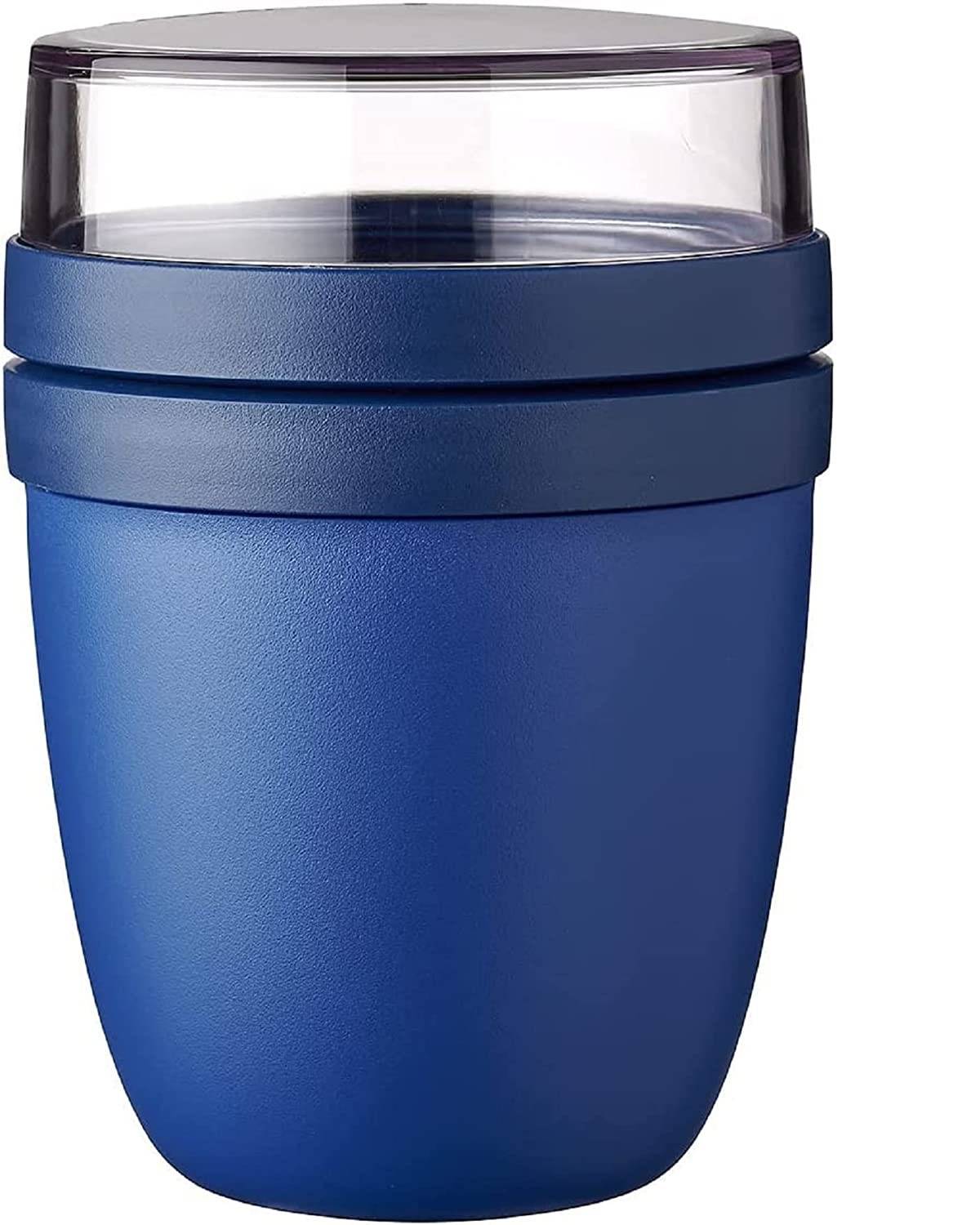 Mepal - Lunchpot Ellipse - Vivid Blue – 500 ml praktischer Müslibecher, Joghurtbecher, To go Becher – Geeignet für Tiefkühler, Mikrowelle und S