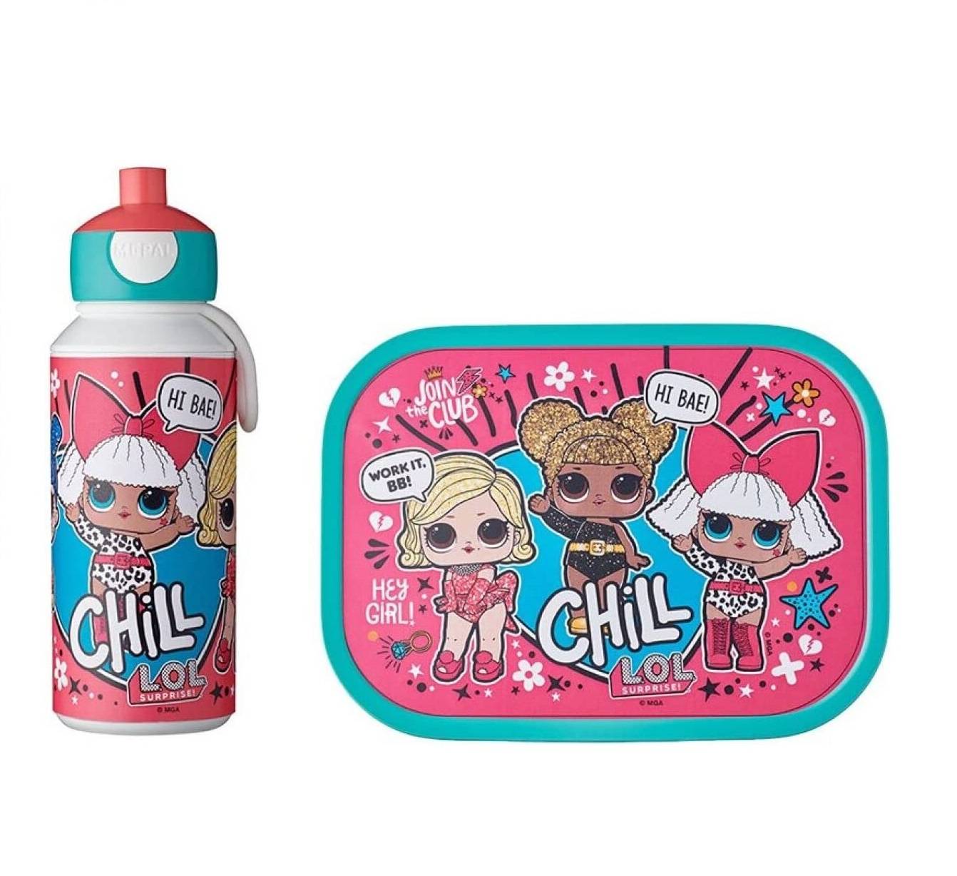 Mepal Pausenset Campus-LOL Surprise – Trinkflasche und Brotdose mit Bento-Einsatz – ideal für Schule und Freizeit – spülmaschinenfest, ABS, 2-