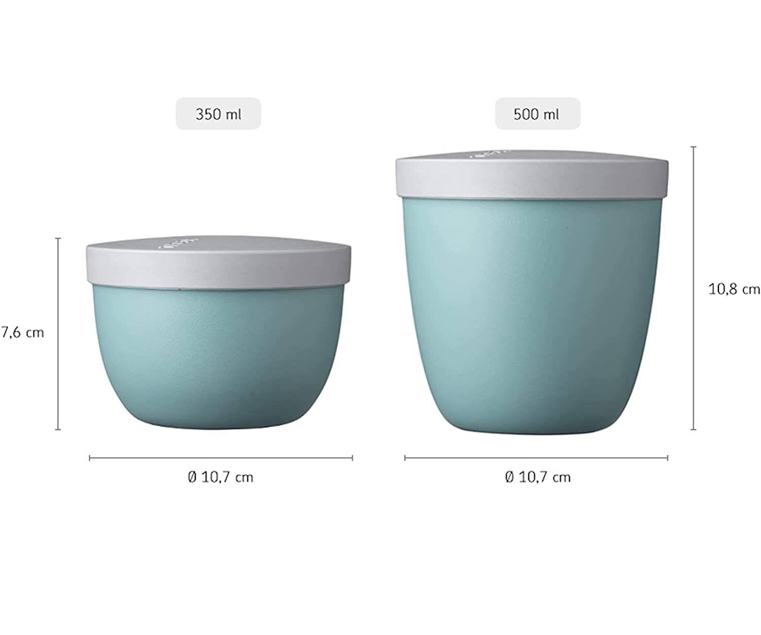 Mepal - Snackpot Duo Pack Ellipse - Praktischer Behälter zur Aufbewahrung & für Transport von Lebensmittel - Tiefkühltauglich - Spülmachinenfest