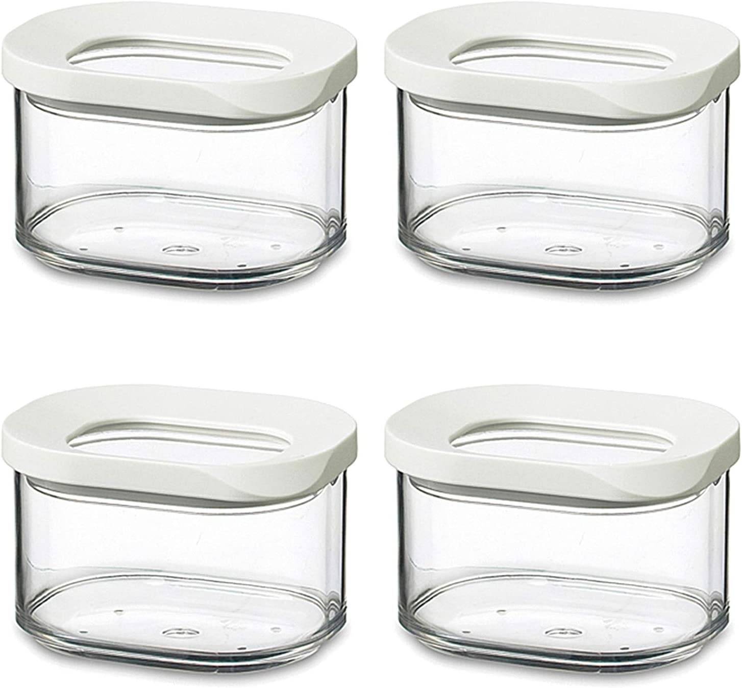 Mepal | Modula Vorratsdosen 175 ml | praktisches 4er Set | transparenter Kunststoff | weiße Deckel | ideal für die Aufbewahrung kleiner Lebensmittel
