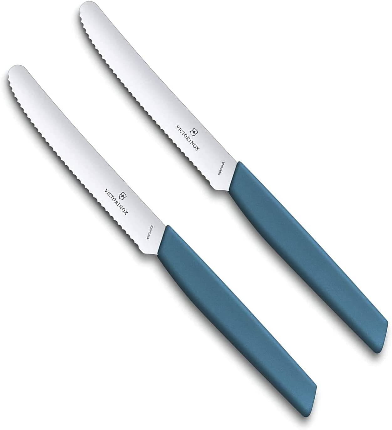 Victorinox 2 Stück Tafelmesser - Tomatenmesser Swiss Modern mit Wellenschliff rostfrei - Swiss Made - Cornflower Blue/Blau #1