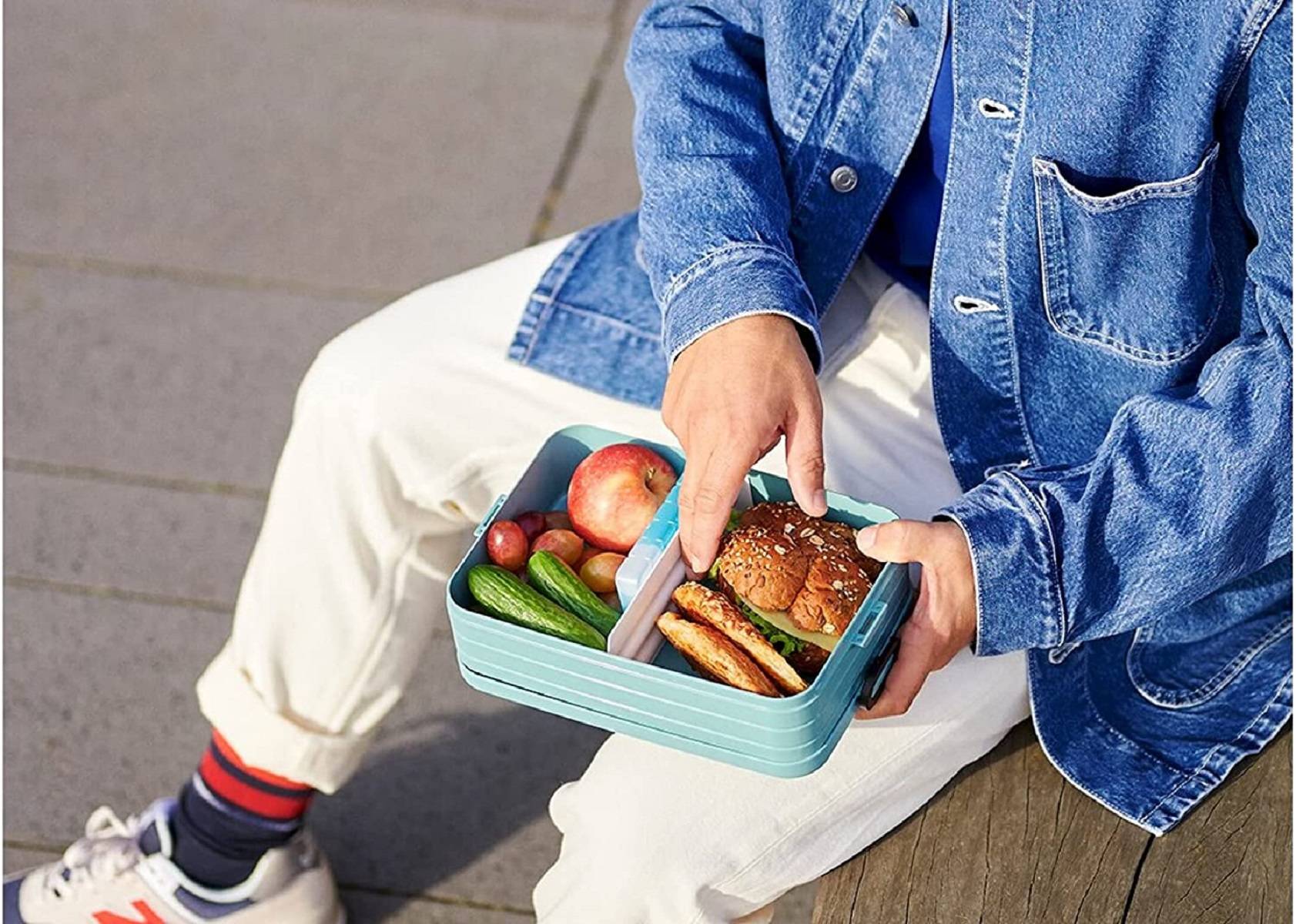 Mepal 2-tlg Take a Break Set – Nordic Sage – Groß/Klein – Lunchbox mit Trennwand – ideal für Mealprep – spülmaschinenfest, ABS