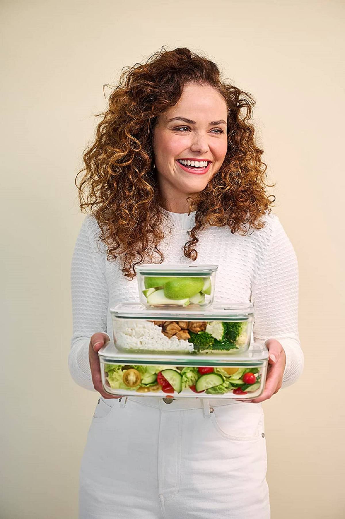 Mepal – Frischhaltedose Glas EasyClip – Glasschüssel mit Deckel & Klickverschluss – Geeignet für Mikrowelle, Dampfgarer, Ofen Gefrierschrank