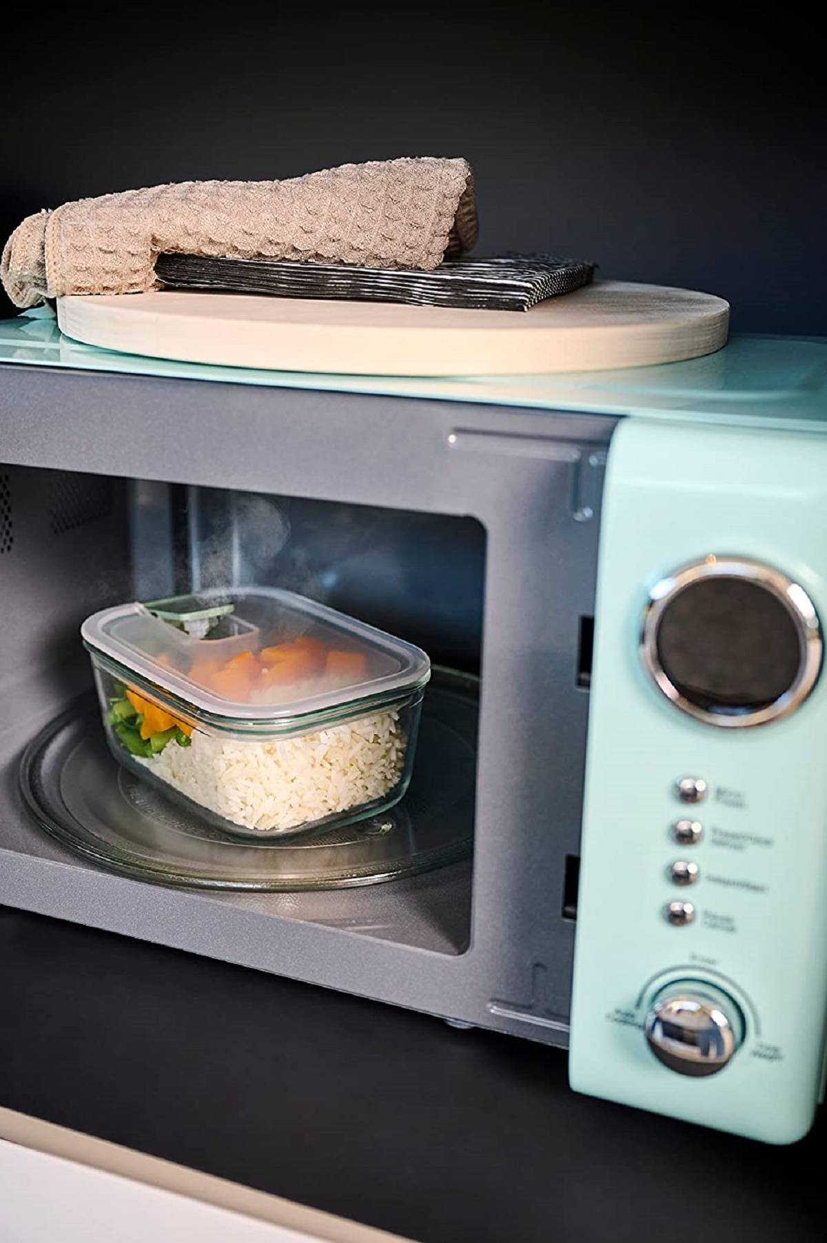 Mepal – Frischhaltedose Glas EasyClip – Glasschüssel mit Deckel & Klickverschluss – Geeignet für Mikrowelle, Dampfgarer, Ofen Gefrierschrank