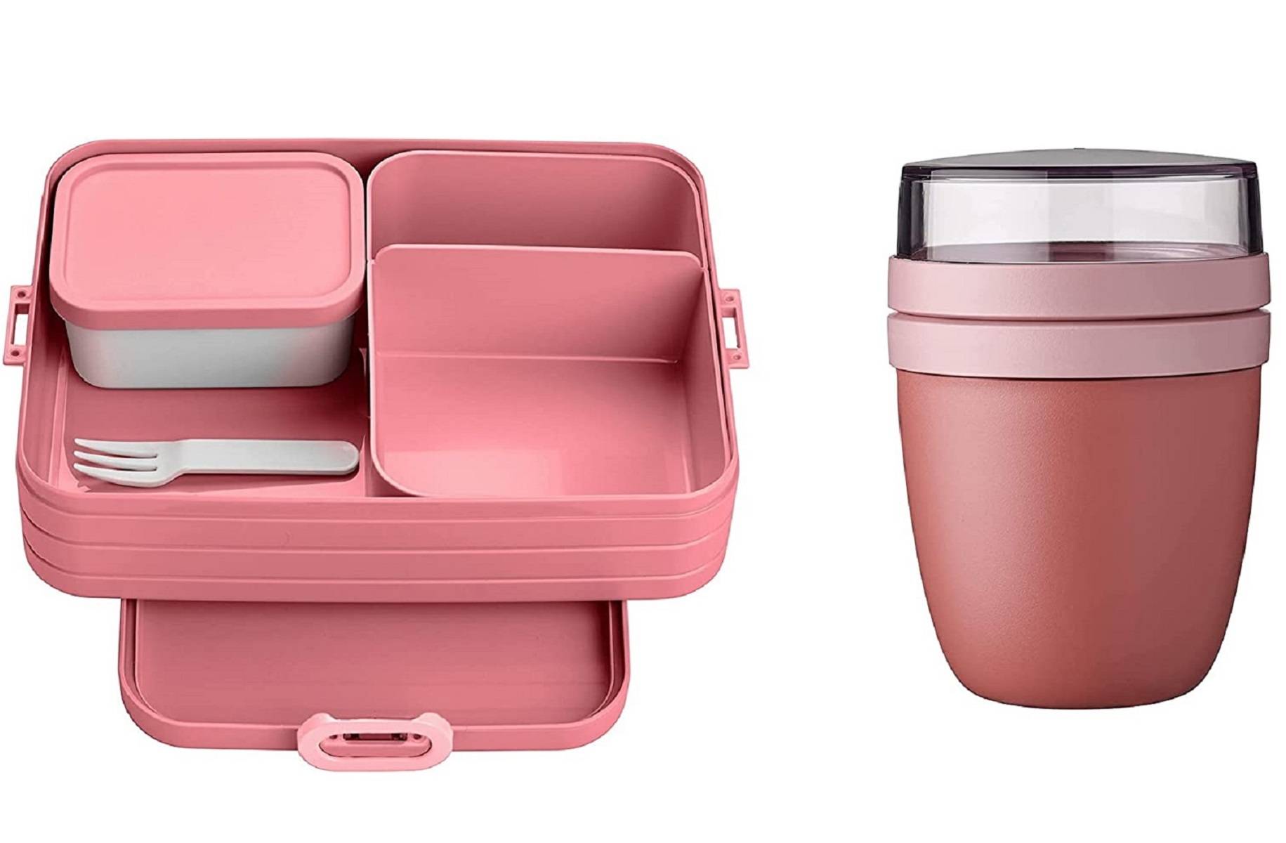 Mepal 2-tlg Starter Set Snacks to go – Bento-Lunchbox Large mit Lunchpot – praktischer Müslibecher – Brotdose mit Fächern, geeignet für bis z