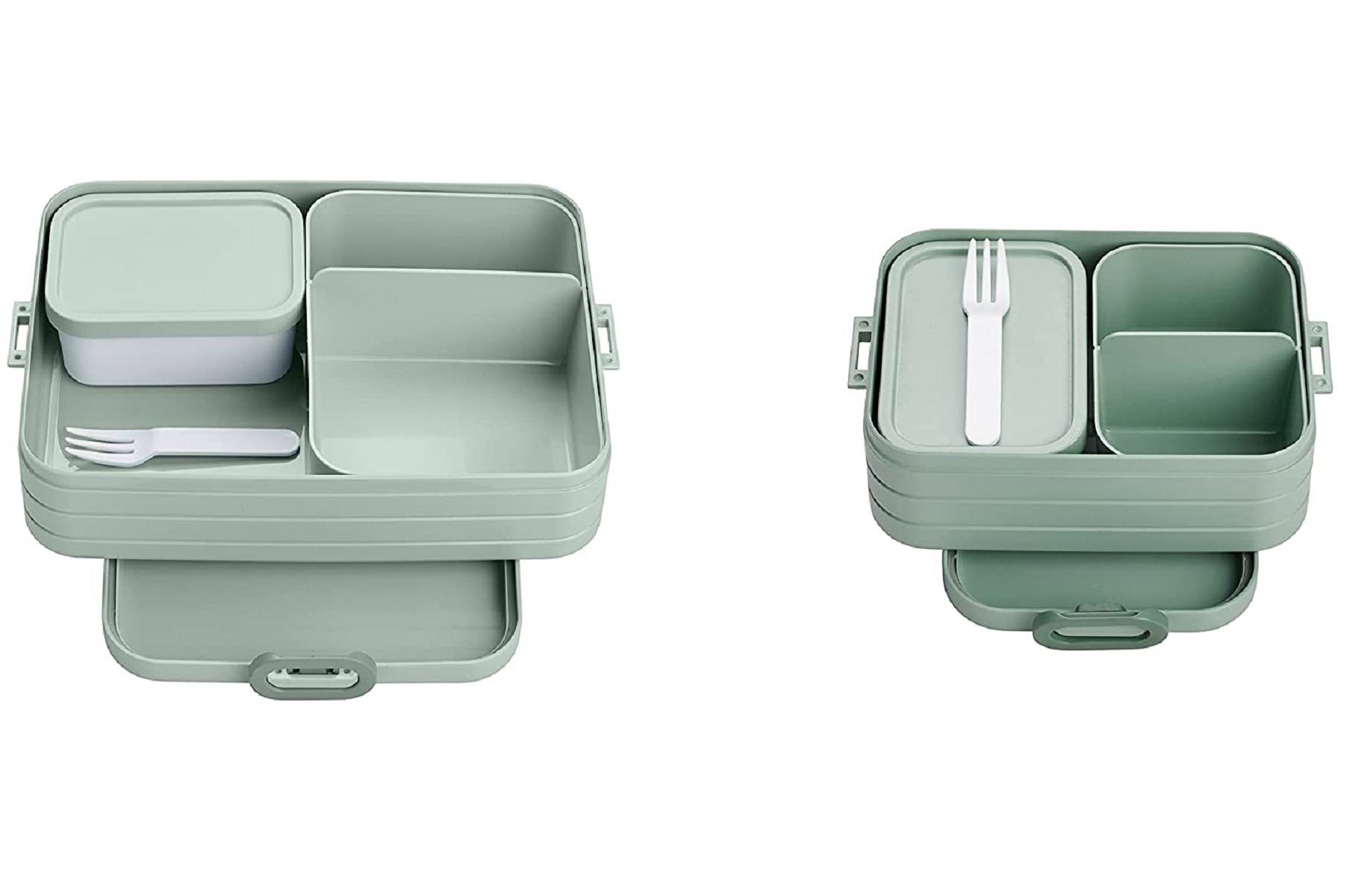 Mepal 2-tlg Bento-Lunchboxen Set Klein/Groß Take A – Brotdose mit Fächern, geeignet für bis zu 4 BZW. 8 Butterbrote, TPE/pp/abs, 0 mm Nordic Sage