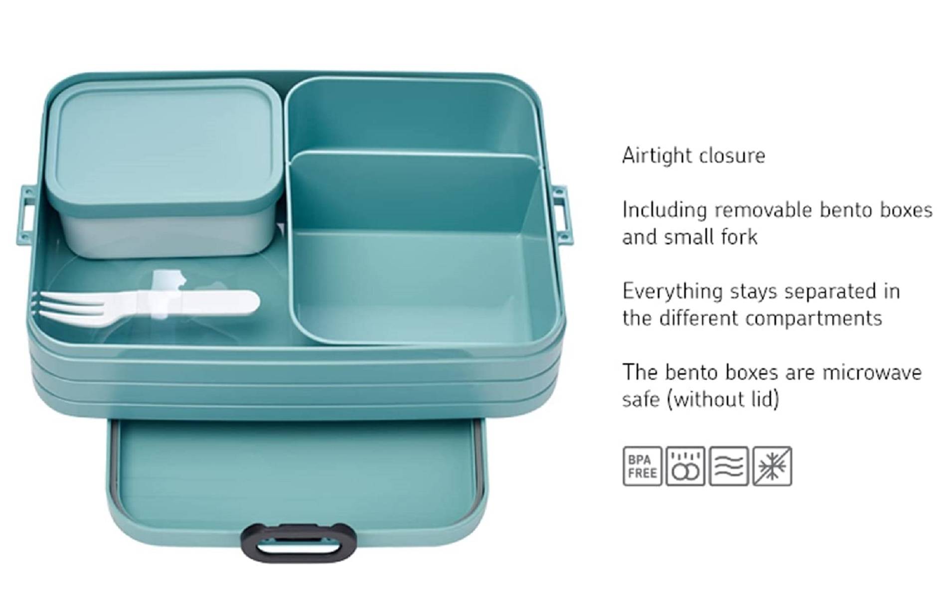Mepal 2-tlg Bento-Lunchboxen Set Klein/Groß Take A – Brotdose mit Fächern, geeignet für bis zu 4 BZW. 8 Butterbrote, TPE/pp/abs, 0 mm Vivid Blue