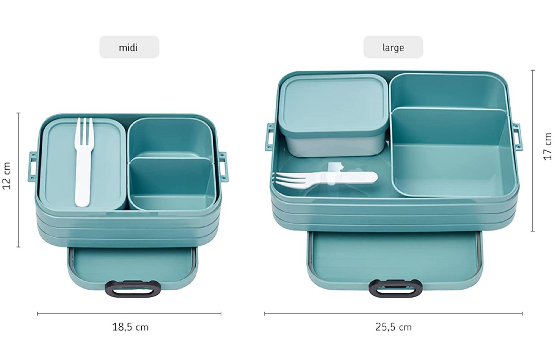 Mepal 2-tlg Bento-Lunchboxen Set Klein/Groß Take A – Brotdose mit Fächern, geeignet für bis zu 4 BZW. 8 Butterbrote, TPE/pp/abs, 0 mm Nordic Blue