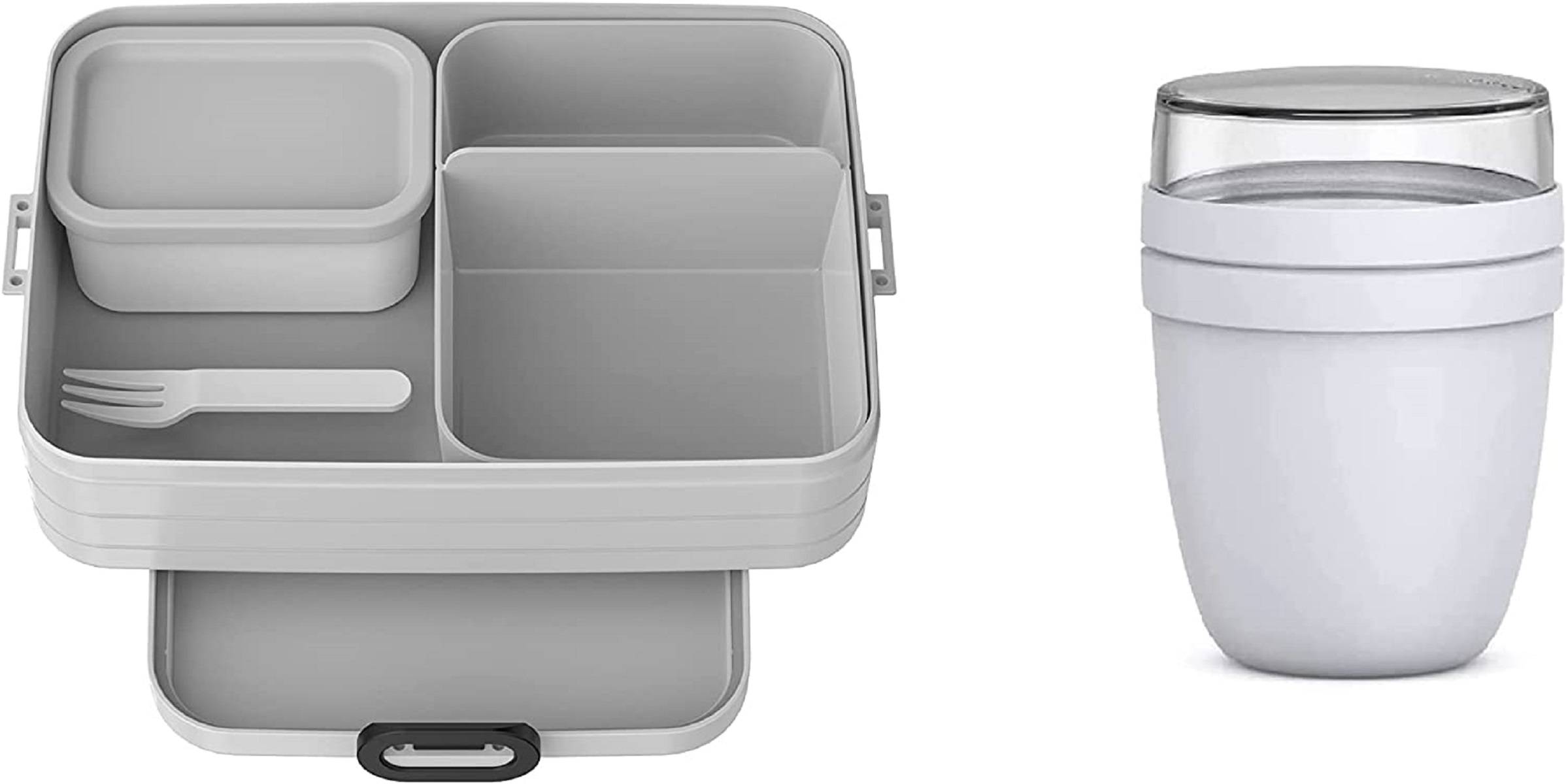 Mepal 2-tlg Starter Set Snacks to go – Bento-Lunchbox Large mit Lunchpot – praktischer Müslibecher – Brotdose mit Fächern, geeignet für bis z