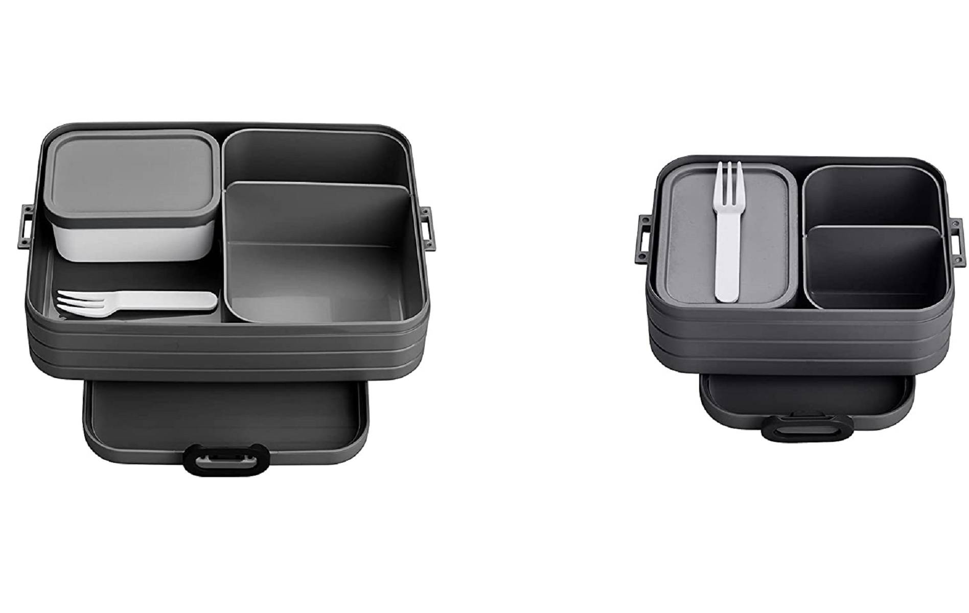 Mepal 2-tlg Bento-Lunchboxen Set Klein/Groß Take A – Brotdose mit Fächern, geeignet für bis zu 4 BZW. 8 Butterbrote, TPE/pp/abs, 0 mm Nordic Blac