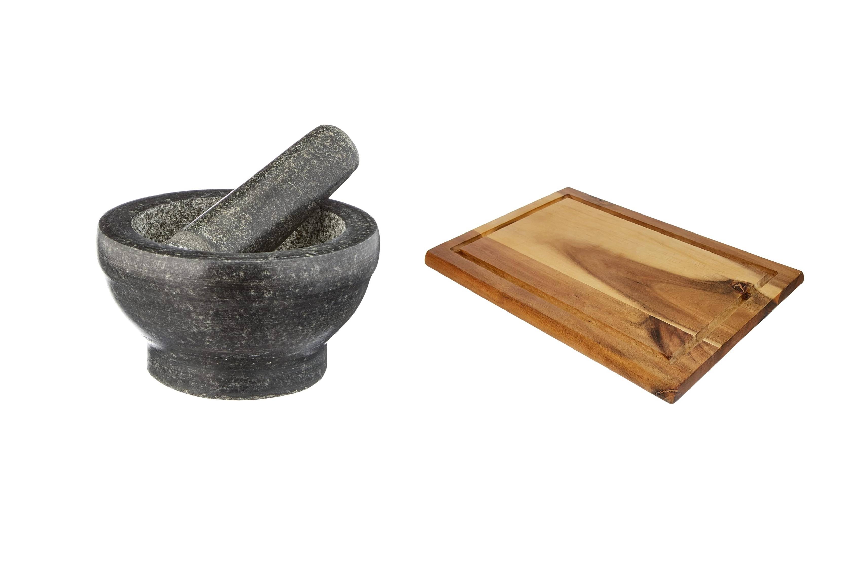 Kesper | Mörser mit Schlegel Starter- Set | Material: Granit/Akazienholz | robust & langlebig | ideal für Küche und Grillsaison