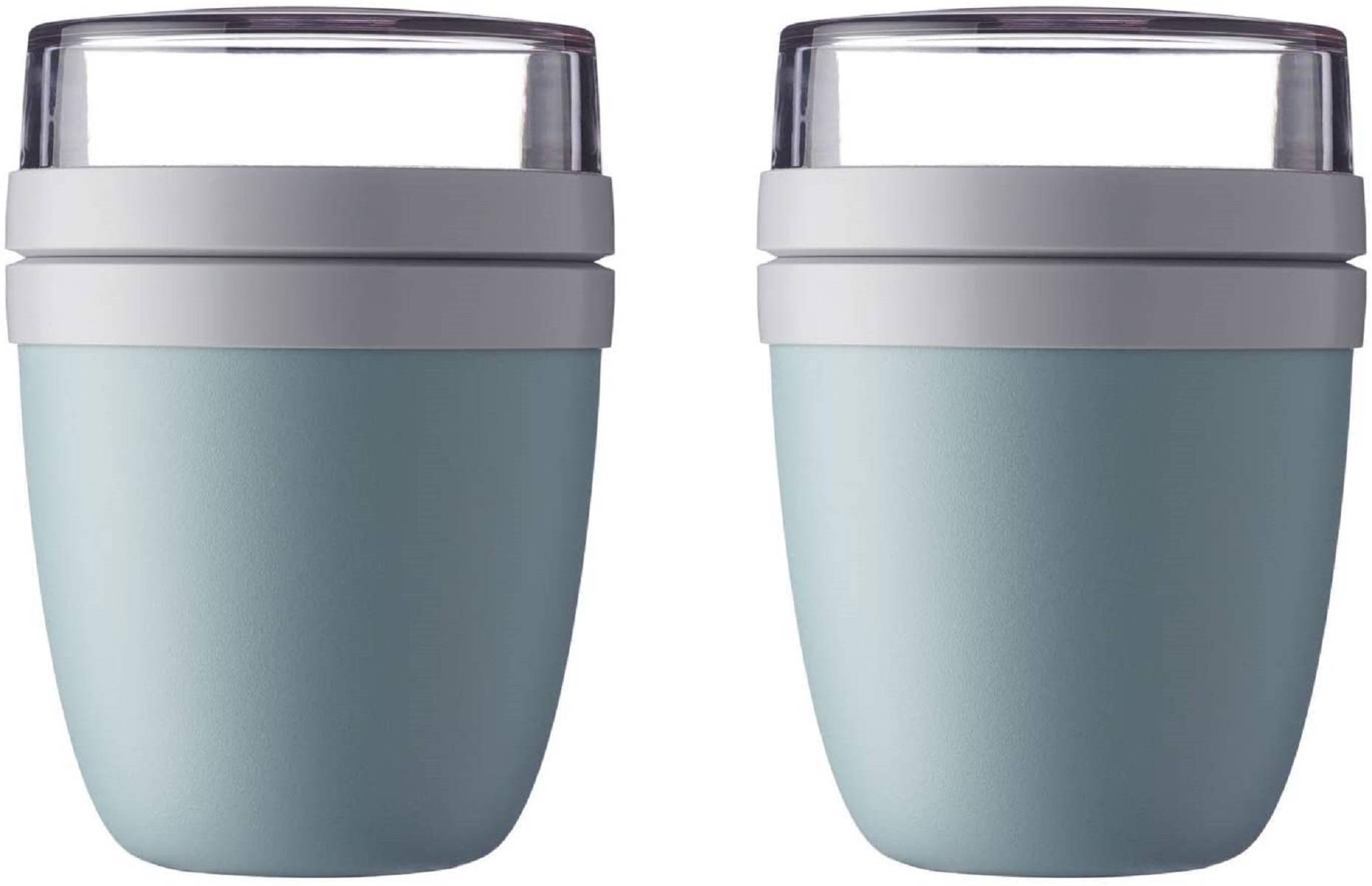 Mepal | Lunchpot Ellipse Mixed | Nordic Blue + Vivid Lilac | Müslibecher to go | Unterteilung für Joghurt & Müsli | 500 ml + 200 ml | Geeignet für