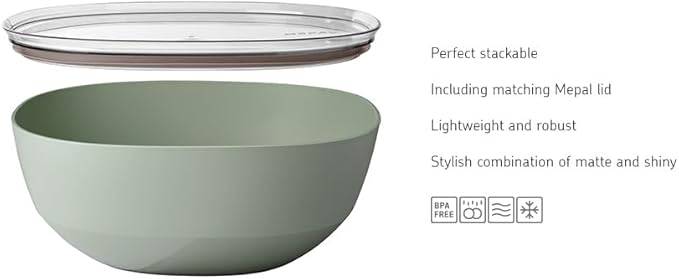 Mepal - Servierschale mit Deckel Silueta - Spülmaschinen- und mikrowellenfest - Salatschüssel - Tapas Teller - Geschirr - 5000 ml - Nordic black