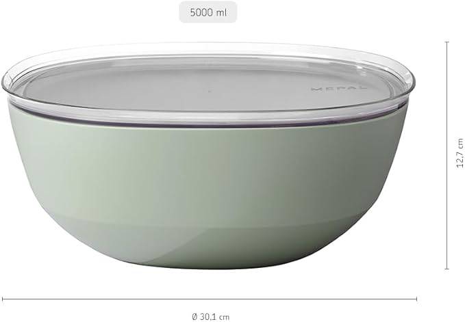 Mepal - Servierschale mit Deckel Silueta - Spülmaschinen- und mikrowellenfest - Salatschüssel - Tapas Teller - Geschirr - 5000 ml - Nordic black