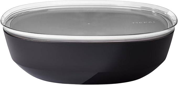 Mepal - Servierschale mit Deckel Silueta - Spülmaschinen- und mikrowellenfest - Salatschüssel - Tapas Teller - Geschirr - 4000 ml - Nordic black