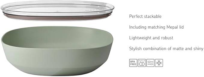 Mepal - Servierschale mit Deckel Silueta - Spülmaschinen- und mikrowellenfest - Salatschüssel - Tapas Teller - Geschirr - 4000 ml - Nordic black