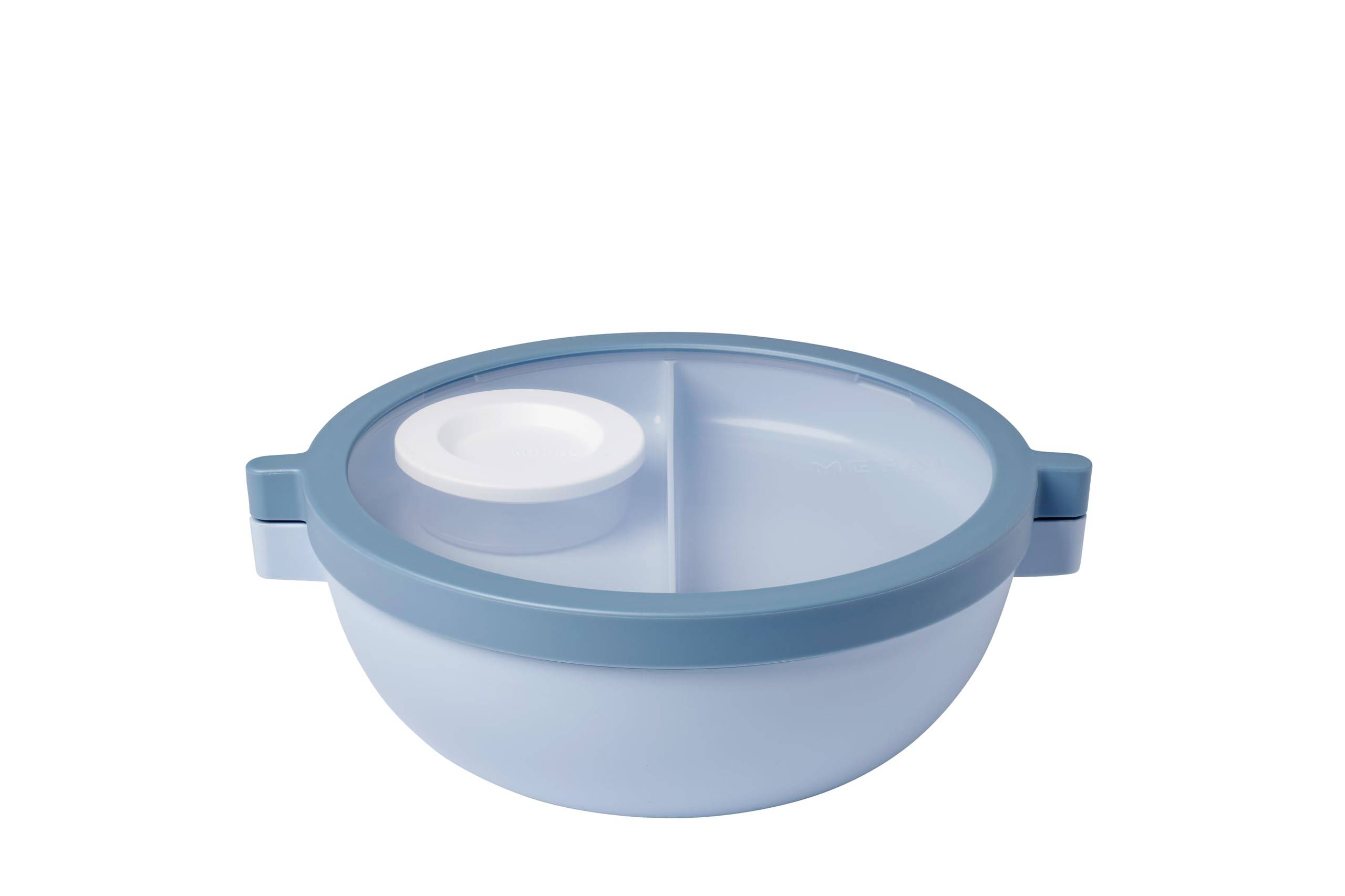Mepal - Bento-Lunchbowl Vita - Brotdose mit Fächern - Extra Fach mit Deckel, Dressing-Deckel & Tablett - Bentobox - Salatbox to-go - Nordic blue