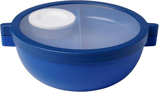 Mepal - Bento-Lunchbowl Vita - Brotdose mit Fächern - Extra Fach mit Deckel, Dressing-Deckel & Tablett - Bentobox - Salatbox to-go - Vivid blue