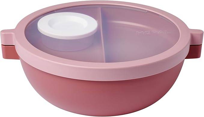 Mepal - Bento-Lunchbowl Vita - Brotdose mit Fächern - Extra Fach mit Deckel, Dressing-Deckel & Tablett - Bentobox - Salatbox to-go - Vivid mauve
