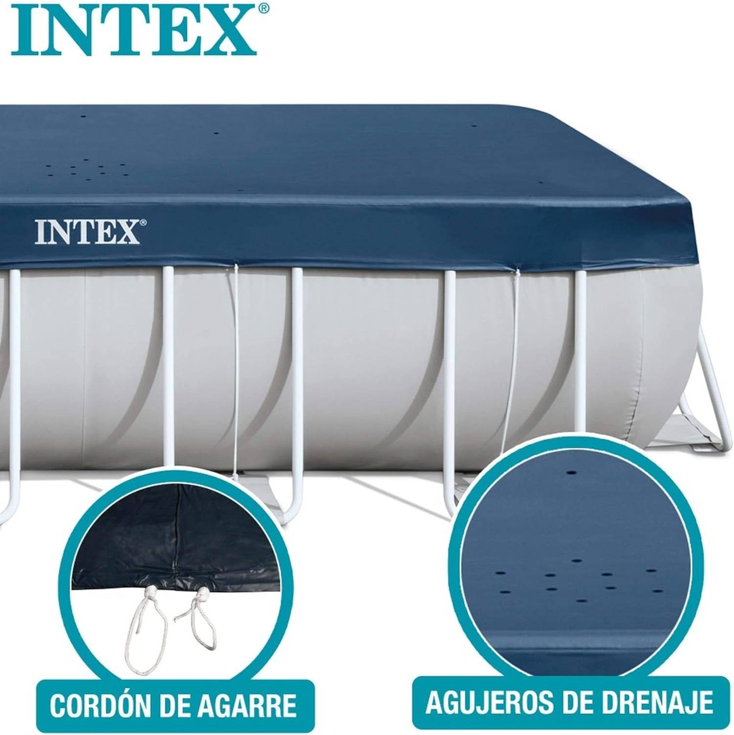 Intex | Rectangular Pool Cover | Poolabdeckplane - 450 x 220 cm | idealer Schutz für Rectangular Frame Pool