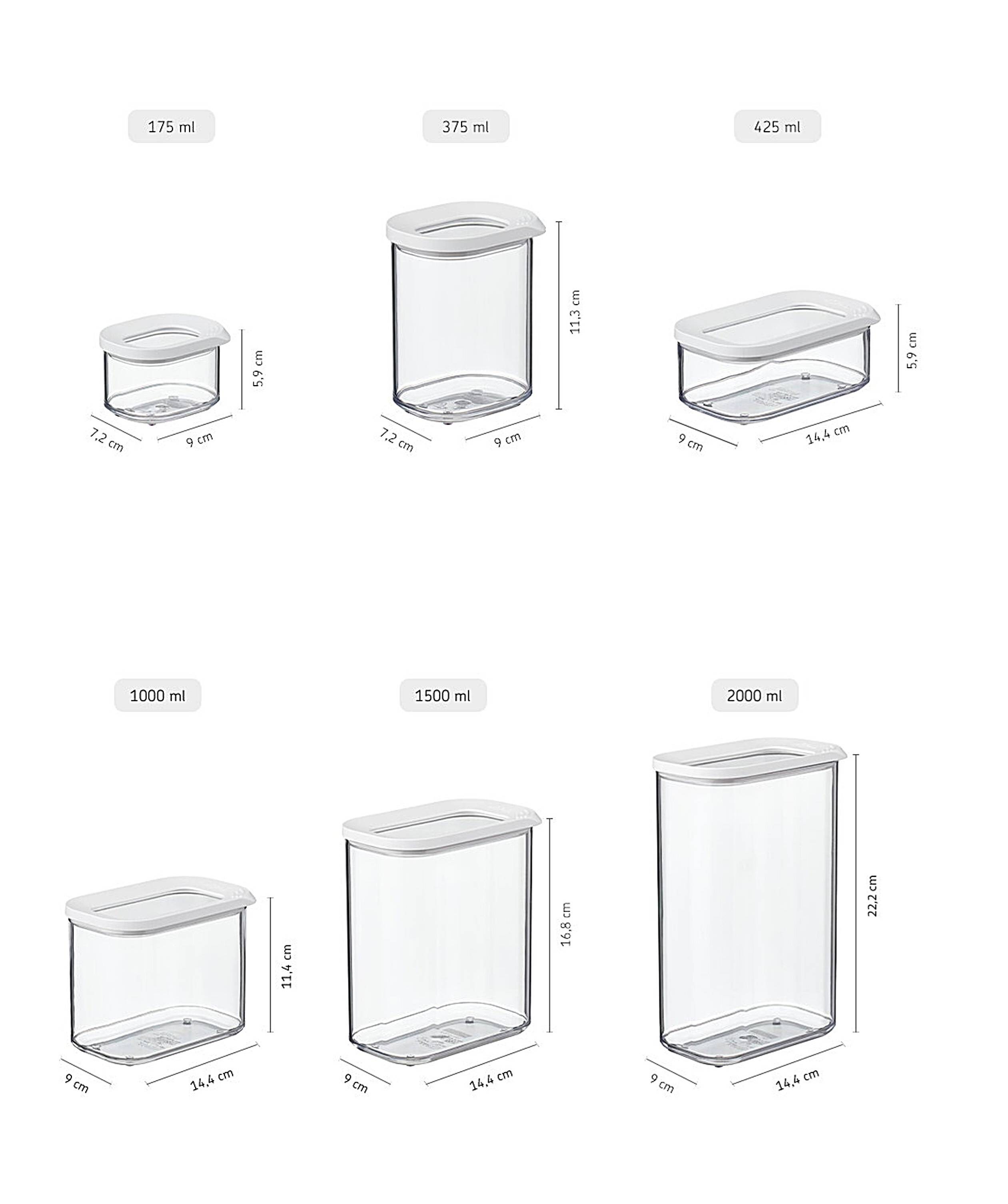 Mepal | 4-teiliges Set Vorratsdosen mit Deckel | Lebensmittelbehälter Rechteckige | Küchenorganizer aus Kunststoff | Vorratsbehälter Luftdicht |