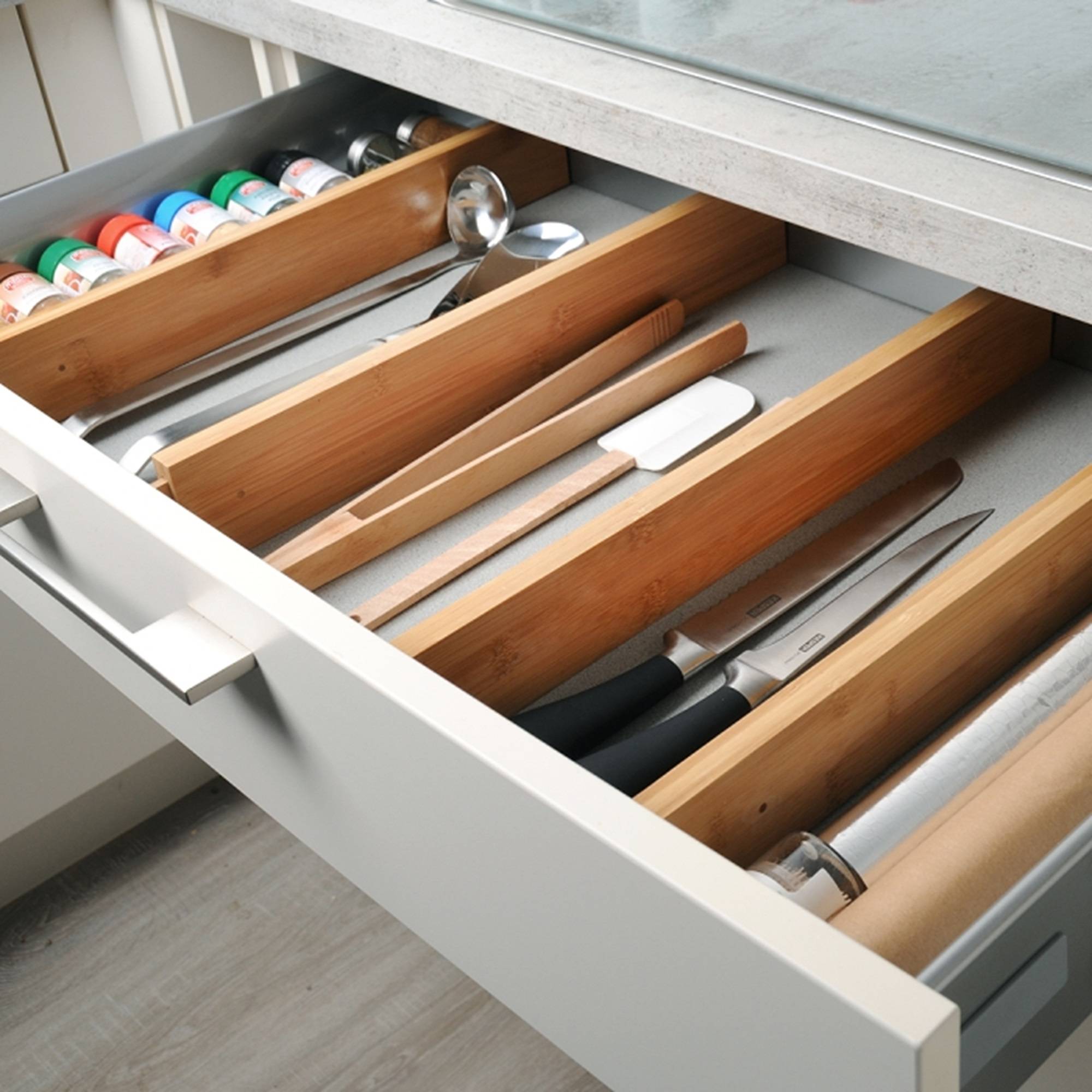 Kesper | Schubladentrenner 4er Pack, Material: Bambus, Maße: 45.5 x 1.5 x 6 cm, Farbe: Braun| 17074 13