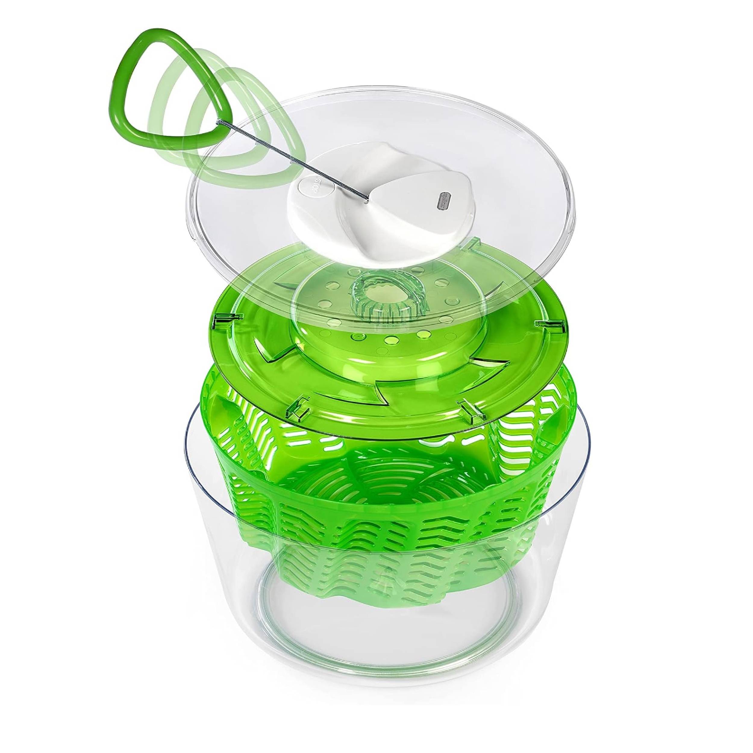 Zyliss Easy Spin 2 Salatschleuder, Fassungsvermögen 6l, Groß, Kunststoff, Grün, Salattrockner inklusive Salatschüssel, Aquavent Technologie