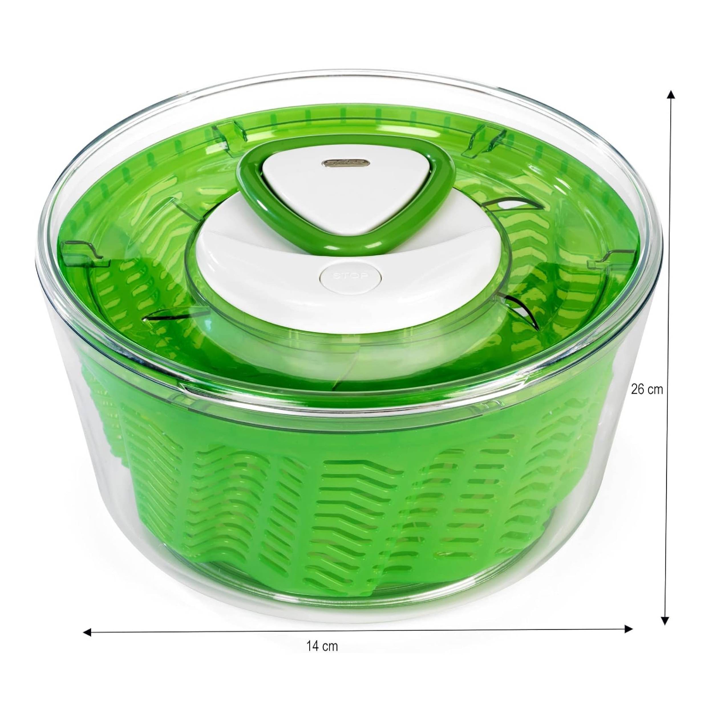 Zyliss Easy Spin 2 Salatschleuder, Fassungsvermögen 6l, Groß, Kunststoff, Grün, Salattrockner inklusive Salatschüssel, Aquavent Technologie