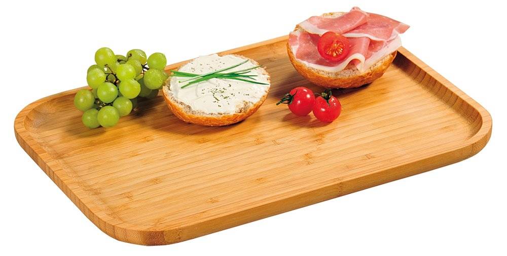 KESPER Servierbrett aus Bambus mit hochgezogenem Rand/Vesperbrett/Brotzeitbrett
