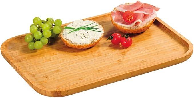 KESPER Servierbrett aus Bambus mit hochgezogenem Rand/Vesperbrett/Brotzeitbrett