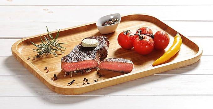 KESPER Servierbrett aus Bambus mit hochgezogenem Rand/Vesperbrett/Brotzeitbrett