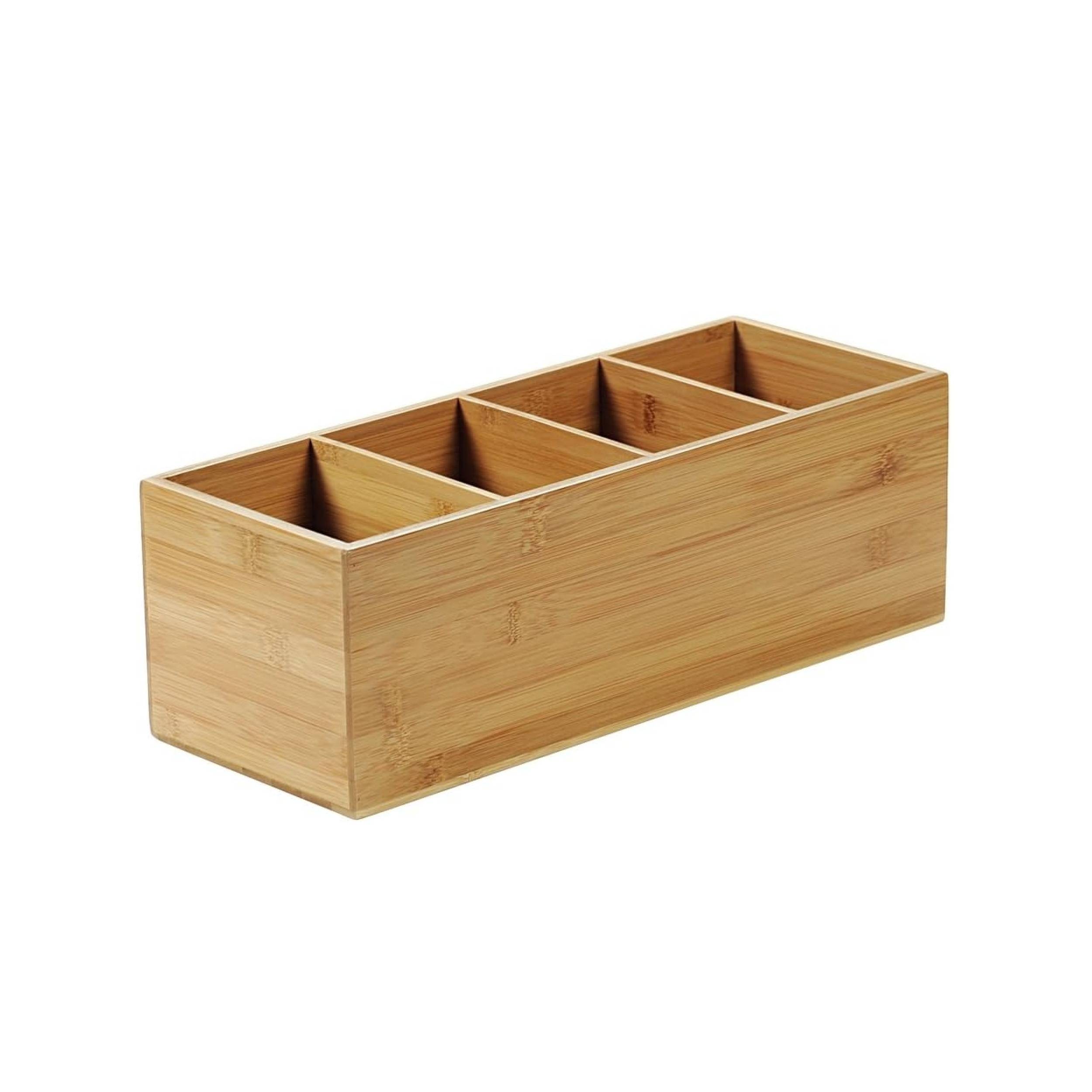 KESPER 70850 Besteckkasten 4-fach aus FSC-zertifiziertem Bambus/Besteckhalter/Box