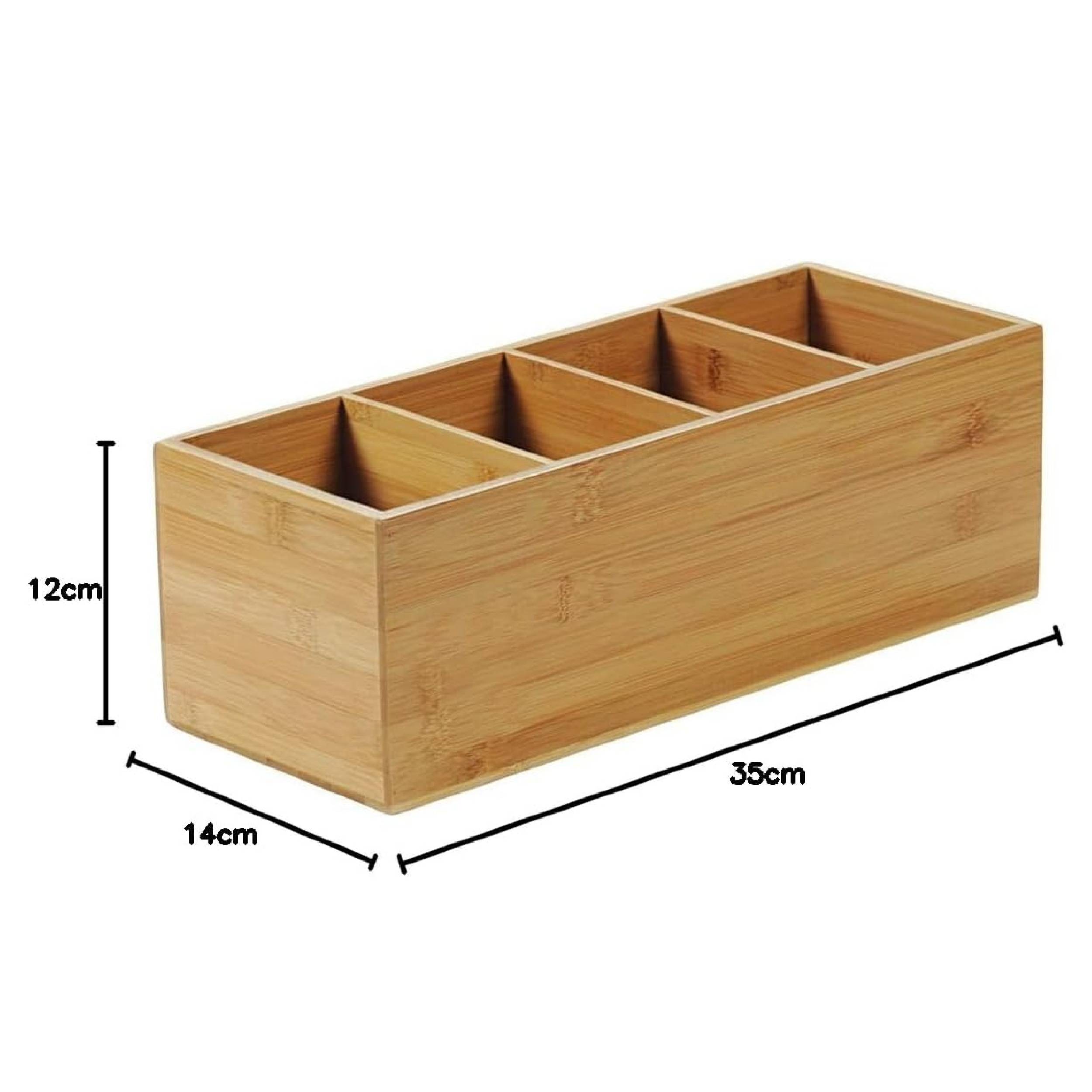 KESPER 70850 Besteckkasten 4-fach aus FSC-zertifiziertem Bambus/Besteckhalter/Box