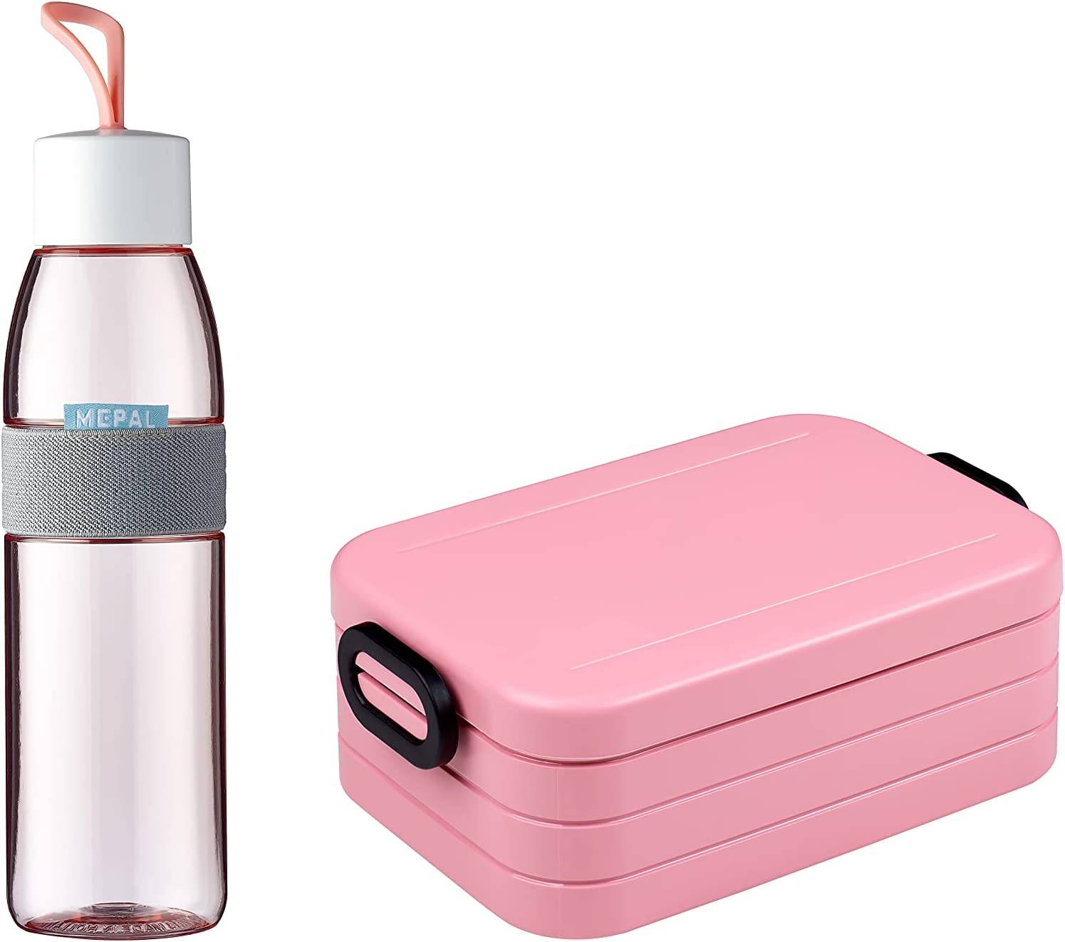 Mepal Take a Break midi + Trinkflasche Ellipse-Nordic pink – Lunchbox mit Trennwand – ideal für Mealprep-kohlensäuregeeignet –auslaufsicher
