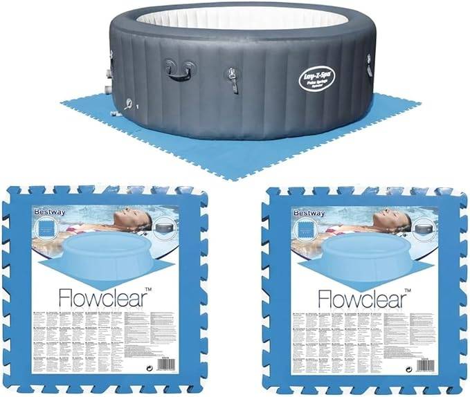 Bestway | Flowclear Pool-Bodenschutzfliesen-Set XL | 18 Stück á 50 x 50 cm | Blau | idealer Schutz für Pool und Rasenfläche