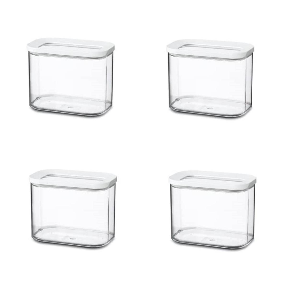 Mepal | Modula Vorratsdosen-Set 4-tlg. | 1000 ml | weiße Deckel | Frischhaltedosen | perfekt für trockene Lebensmittel