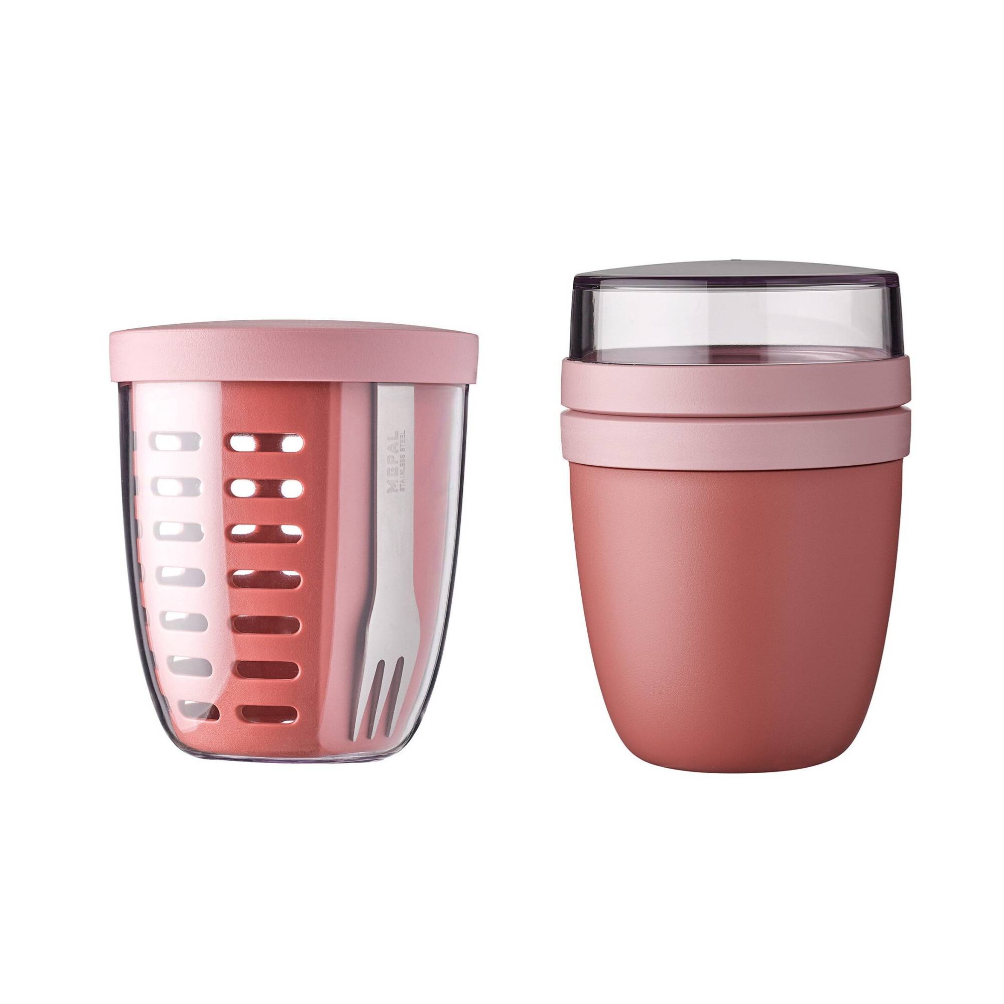 Mepal | Fruit Pack Ellipse | Fruitpot und Lunchpot | Ideal für Obst und Gemüse unterwegs | Obstbox mit Gabel & Sieb | Meal Prep Box mit Deckel | Viv