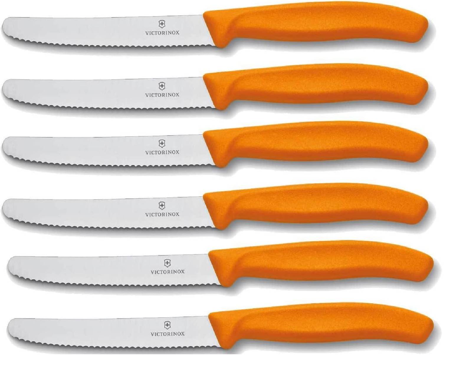 Victorinox 6 Stück Tafelmesser Swiss Classic Orange Tomatenmesser Küchenmesser