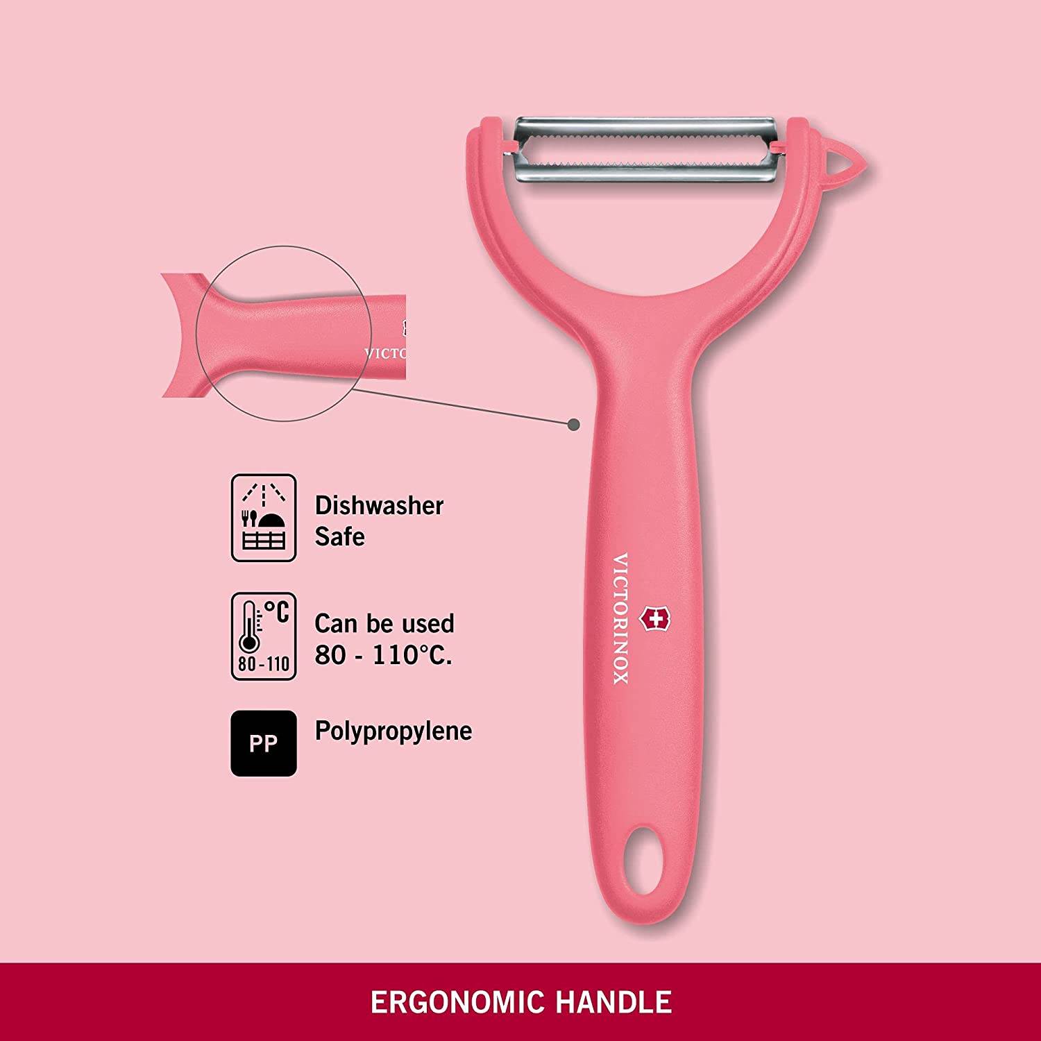 Tomaten-/Kiwischäler mit rostfreier Zackenschliffklinge, hellrot