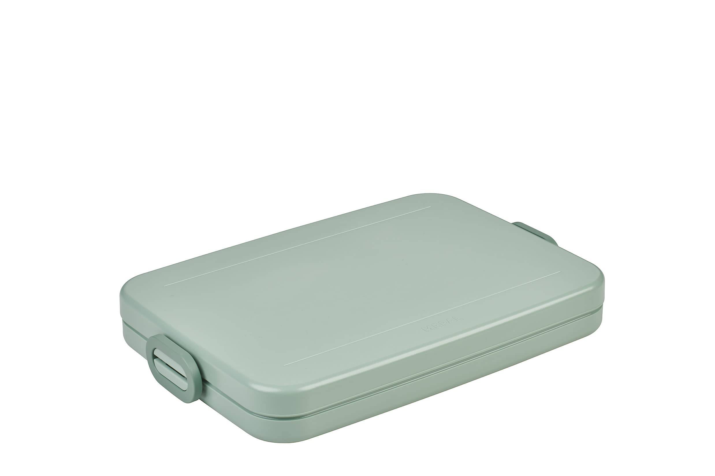 Mepal Brotdose Flat - Brotdose To Go - Lunchbox für 4 Brotscheiben - Meal Prep Box - Brotdose Erwachsene - Essenbox mit Unterteilung - Nordic sage