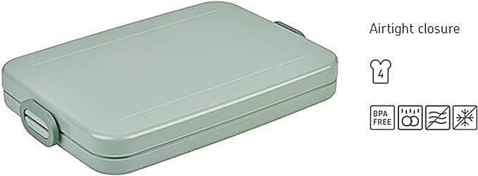 Mepal Brotdose Flat  Brotdose To Go - Lunchbox für 4 Brotscheiben - Meal Prep Box - Brotdose Erwachsene - Essenbox mit Unterteilung - Nordic black