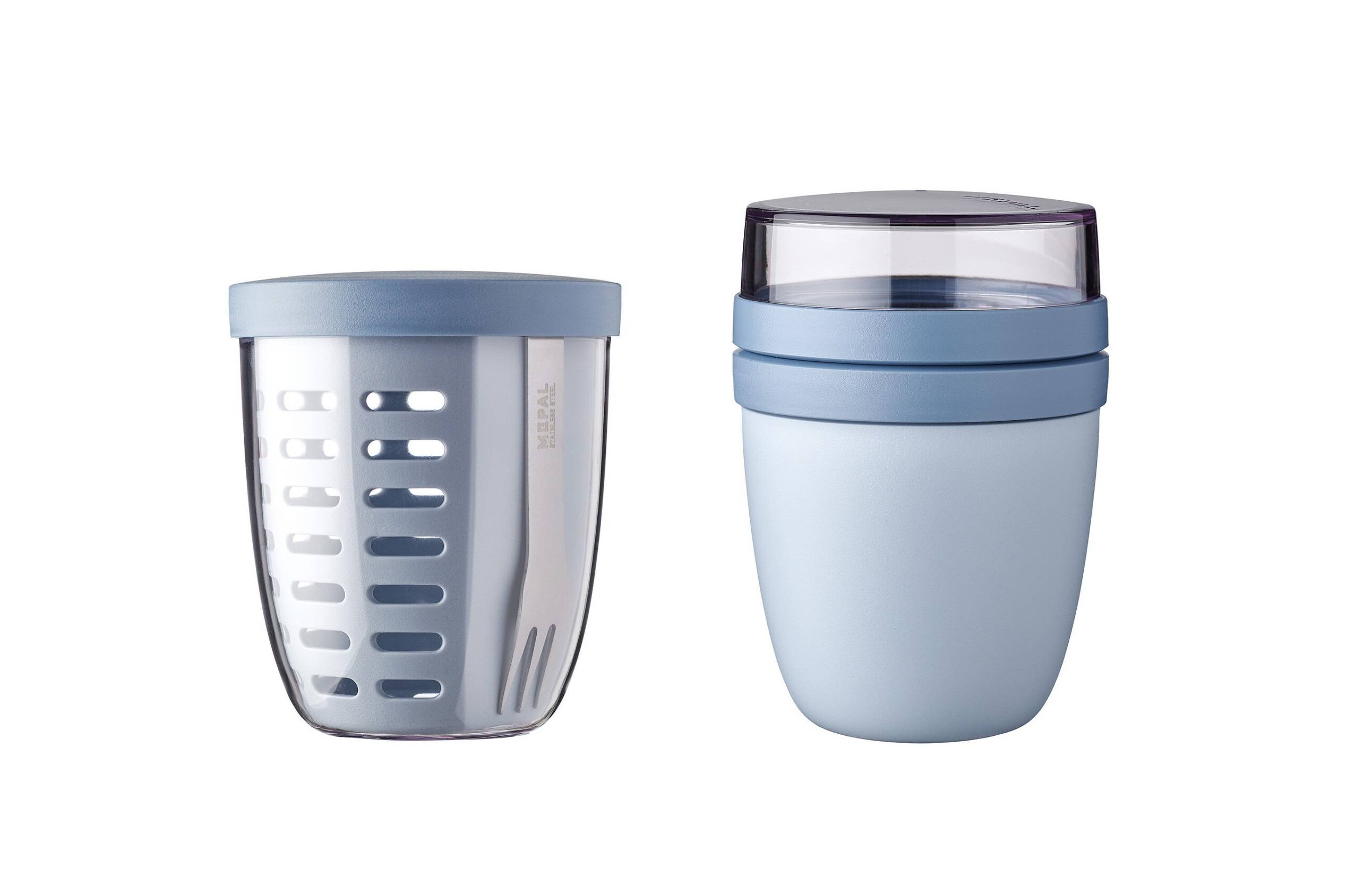 Mepal | Fruit Pack Ellipse | Fruitpot und Lunchpot | Ideal für Obst und Gemüse unterwegs | Obstbox mit Gabel & Sieb | Meal Prep Box mit Deckel | Nor