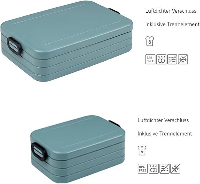 Mepal | Take a Break Duo Pack | Brotdose To Go | Lunchboxen für 2 bis 4 Sandwiches oder 4 bis 8 Brotscheiben | ideal für Meal Prep | Essenbox mit Un