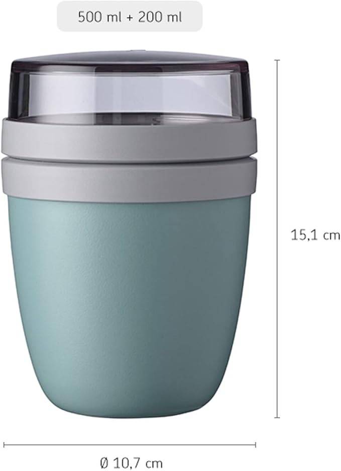 Mepal | Lunchpot Ellipse Mixed Mini | Vivid Lilac + Vivid Blue | Müslibecher to go | Unterteilung für Joghurt & Müsli | 300 ml + 120 ml | Geeignet
