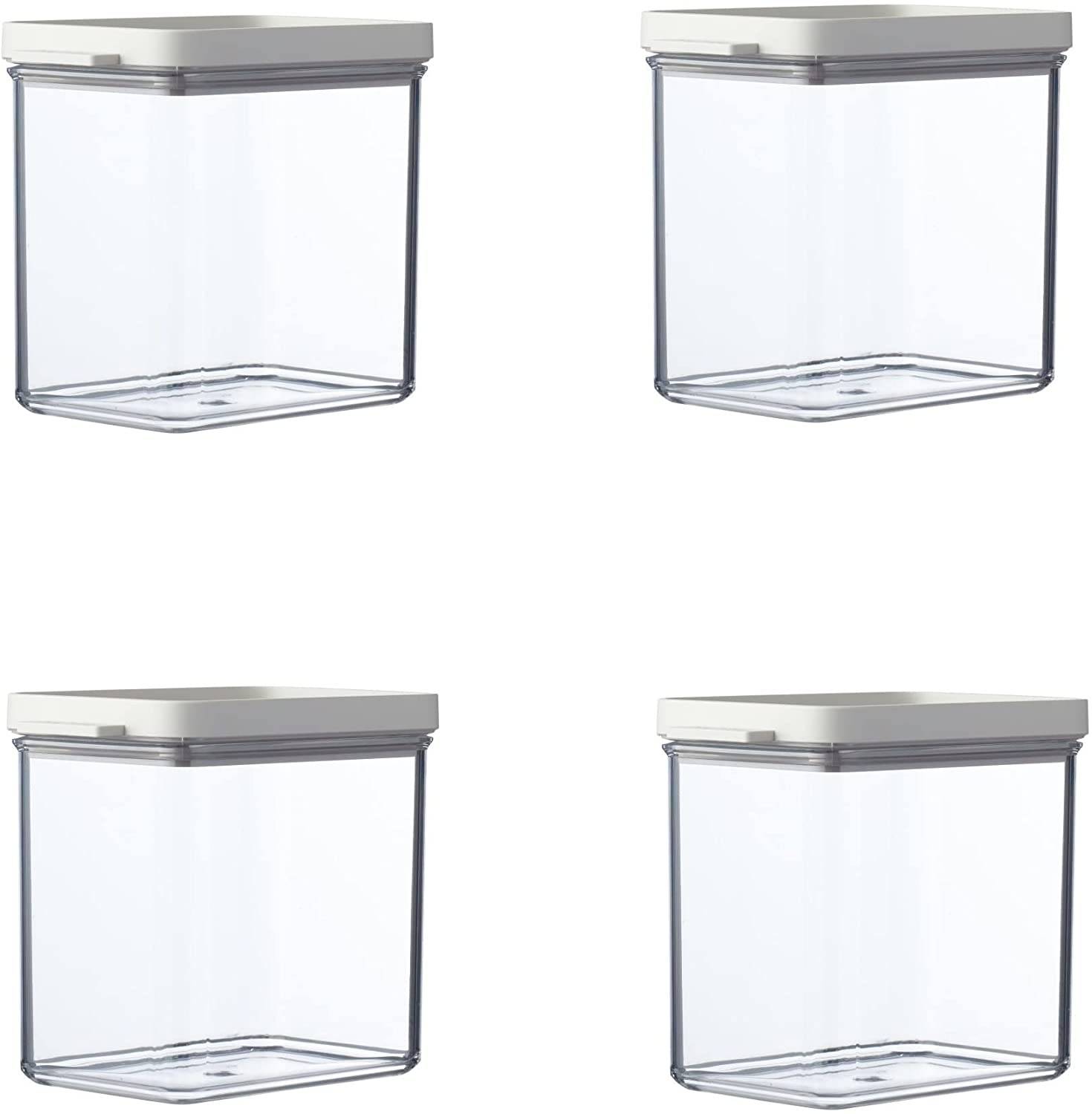 Mepal | Omnia Vorratsdosen Set | 4-teilig rechteckig | 1100 ml | Nordic White | platzsparend & stapelbar | ideal für frische Lebensmittel.