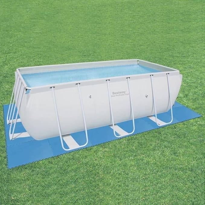 Bestway | Flowclear Pool-Bodenschutzfliesen | 9 Stück á 50 x 50 cm | Blau | ideal um Schutz des Poolbodens und des Rasens