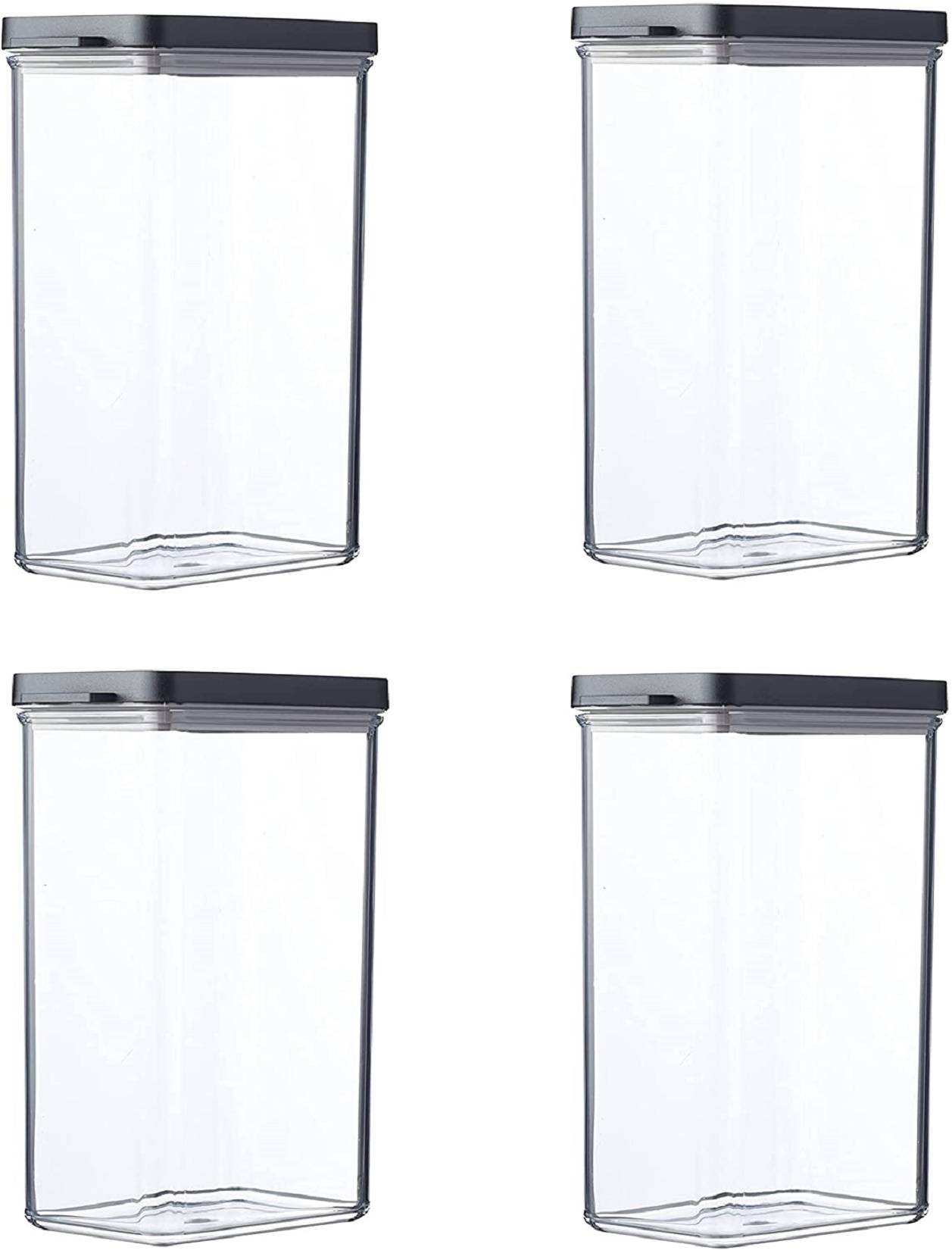 Mepal | Omnia Vorratsdosen Set | 4-teilig rechteckig 2000 ml | Nordic Black | stapelbar & luftdicht | ideal für Küche und Vorratsraum