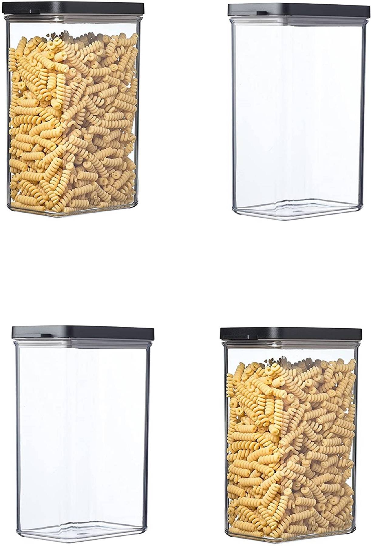 Mepal | Omnia Vorratsdosen Set | 4-teilig rechteckig 2000 ml | Nordic Black | stapelbar & luftdicht | ideal für Küche und Vorratsraum